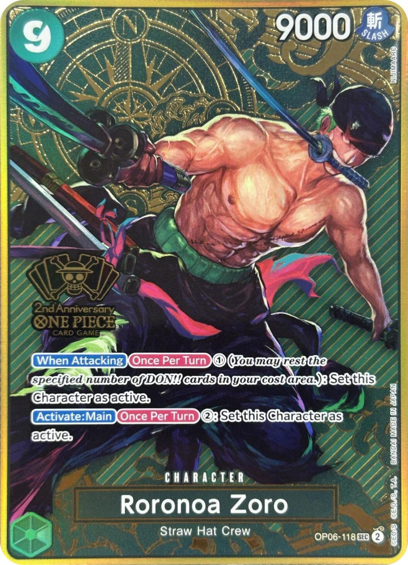 Roronoa Zoro (Japanese Version 2nd Anniversary Set) [One Piece Promotion Cards]