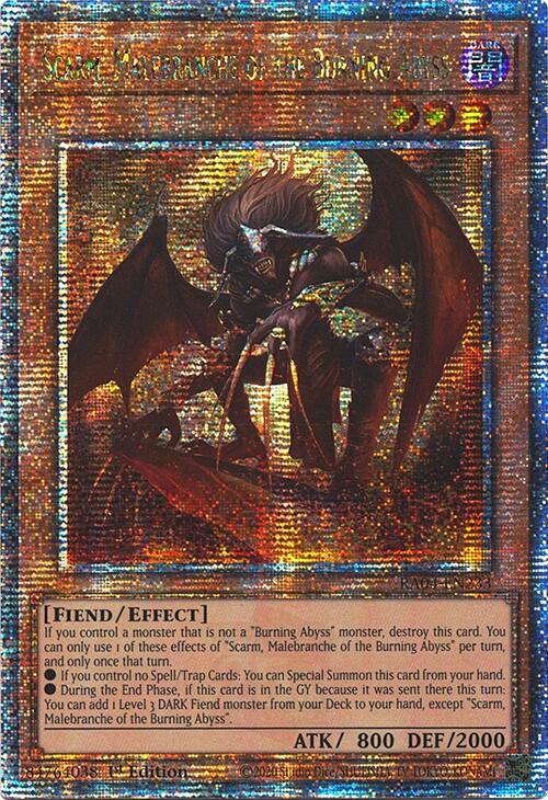 Scarm, Malebranche of the Burning Abyss [RA04-EN233] Quarter Century Secret Rare